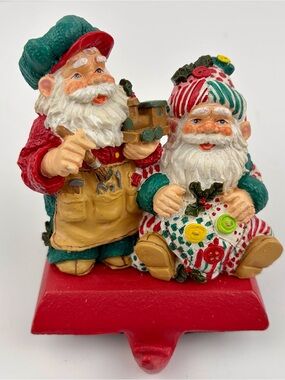 Vintage 90s Santa Claus Christmas Stocking Hanger Giftcraft w/Box Heavy